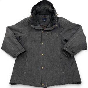 Land's End Men's Jacket Removable Hood Insulated Gray Winter Coat Parka Large
